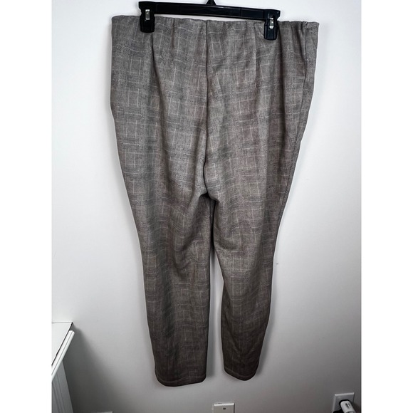 TTAHARI Plaid Elastic Waist Pull On Pants‎ Women's XL Gray Brown Checkered - Picture 4 of 12